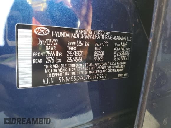 ✅ 2022 Hyundai Santa Fe Calligraphy • VIN: 5NMS5DAL7NH423319 • Lot: 74097613. Wystawiony na Copart z przebiegiem 28 565 mil. Bezpłatny archiwum sprzedaży aukcyjnych z USA i szczegółowy raport historii pojazdu na DreamBid. Zdjęcie 12.