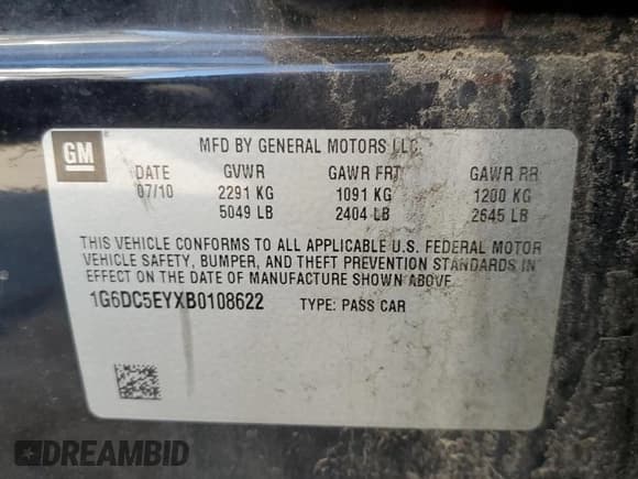 ✅ 2011 Cadillac CTS • VIN: 1G6DC5EYXB0108622 • Lot: 80202475. Listed on Copart with 147,382 mi. Free auction sales archive from the USA and detailed vehicle history report at DreamBid. Image 12.