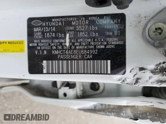 2014 Hyundai Accent GLS with VIN KMHCT4AE8EU684992, listed as a Copart auction lot 41794524 with 86,089 mi miles and Salvage title. Bid and sale history available at DreamBid. Image 12.