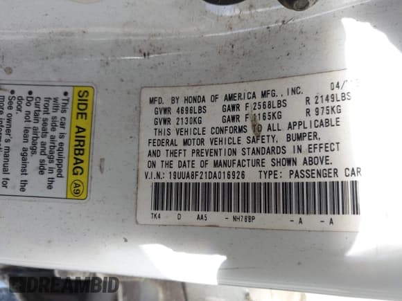 ✅ 2013 Acura TL • VIN: 19UUA8F21DA016926 • Lot: 42576107. Listed on IAAI with 170,073 mi. Free auction sales archive from the USA and detailed vehicle history report at DreamBid. Image 9.