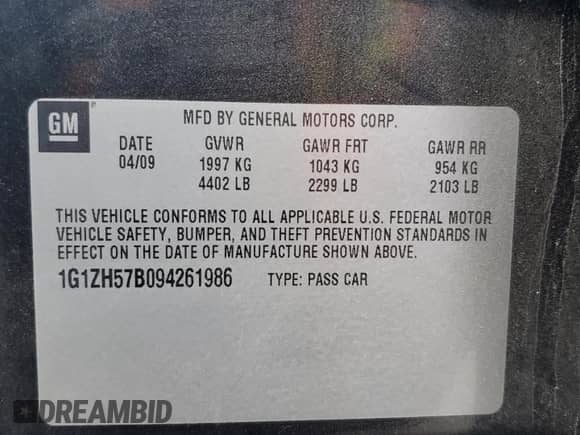 2009 Chevrolet Malibu 1LT z VIN 1G1ZH57B094261986, wystawiony jako Copart lot #62936245 z przebiegiem 162 264 mil mil oraz Szkoda całkowita • Salvage title. Historia ofert i sprzedaży dostępna na DreamBid. Obrazek 13.