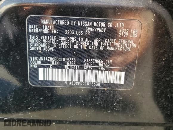 ✅ 2012 Nissan LEAF SL • VIN: JN1AZ0CP0CT015638 • Lot: 86311145. Listed on Copart with 32,467 mi. Free auction sales archive from the USA and detailed vehicle history report at DreamBid. Image 12.