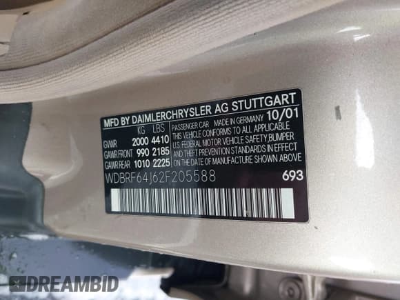 ✅ 2002 Mercedes-Benz C 230/260/280/320 • VIN: WDBRF64J62F205588 • Lot: 41619259. Wystawiony na IAAI z przebiegiem 172 783 mil. Bezpłatny archiwum sprzedaży aukcyjnych z USA i szczegółowy raport historii pojazdu na DreamBid. Zdjęcie 9.