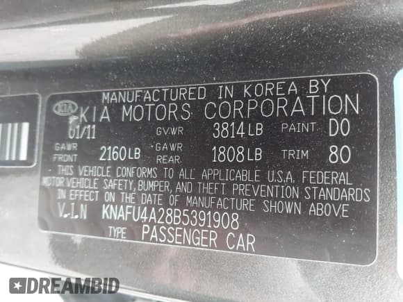 ✅ 2011 Kia Forte EX • VIN: KNAFU4A28B5391908 • Лот: 43517356. Опубликован ранее на IAAI с пробегом 127 565 миль. Бесплатный доступ к архиву аукционных продаж из США и подробный отчёт об истории автомобиля на DreamBid. Изображение 9.