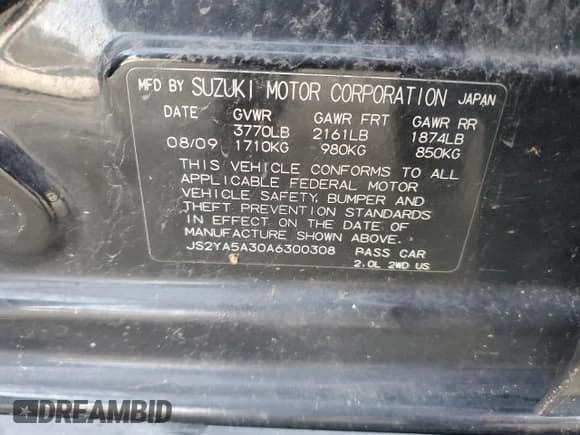 ✅ 2010 Suzuki SX4 • VIN: JS2YA5A30A6300308 • Лот: 86313734. Опубликован ранее на Copart с пробегом 182 581 миль. Бесплатный доступ к архиву аукционных продаж из США и подробный отчёт об истории автомобиля на DreamBid. Изображение 13.