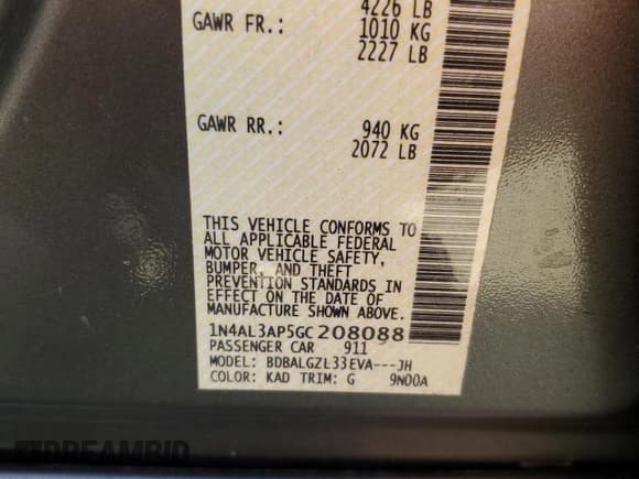 ✅ 2016 Nissan Altima S • VIN: 1N4AL3AP5GC208088 • Lot: 55901165. Wystawiony na Copart z przebiegiem 49 385 mil. Bezpłatny archiwum sprzedaży aukcyjnych z USA i szczegółowy raport historii pojazdu na DreamBid. Zdjęcie 13.