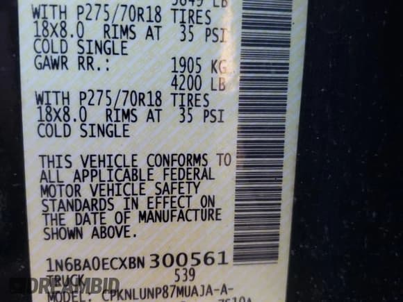 ✅ 2011 Nissan Titan Pro-4X • VIN: 1N6BA0ECXBN300561 • Лот: 85480484. Опубликован ранее на Copart с пробегом 158 547 миль. Бесплатный доступ к архиву аукционных продаж из США и подробный отчёт об истории автомобиля на DreamBid. Изображение 12.