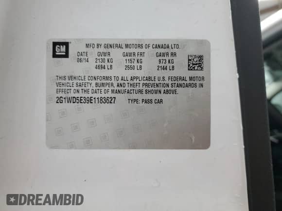 2014 Chevrolet Impala Police Police with VIN 2G1WD5E39E1183627, listed as a Copart auction lot 63675305 with 116,935 mi miles and Clean title. Bid and sale history available at DreamBid. Image 12.