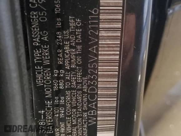 1997 BMW 3 Series z VIN WBACD3325VAV21116, wystawiony jako Copart lot #82164394 z przebiegiem 172 704 mil mil oraz Czysty tytuł • Clean title. Historia ofert i sprzedaży dostępna na DreamBid. Obrazek 12.