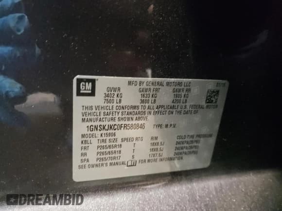 ✅ 2015 Chevrolet Suburban LT • VIN: 1GNSKJKC0FR580846 • Lot: 75865224. Wystawiony na Copart z przebiegiem 146 444 mil. Bezpłatny archiwum sprzedaży aukcyjnych z USA i szczegółowy raport historii pojazdu na DreamBid. Zdjęcie 14.