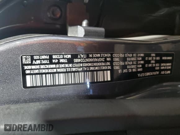 ✅ 2022 Alfa Romeo Stelvio Sprint • VIN: ZASPAKAN0N7D24685 • Lot: 86969744. Listed on Copart with 62,179 mi. Free auction sales archive from the USA and detailed vehicle history report at DreamBid. Image 13.