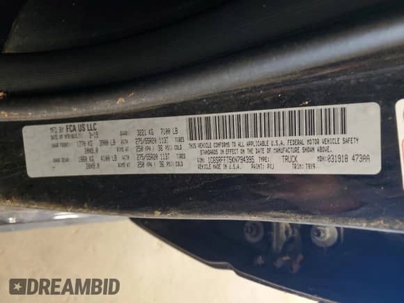 2019 Ram 1500 Big Horn с VIN 1C6SRFFT5KN794395, выставлен на аукционе Copart как лот 70499715 с пробегом Не указан миль и Списание • Salvage title. История ставок и продаж доступна на DreamBid. Изображение 12.