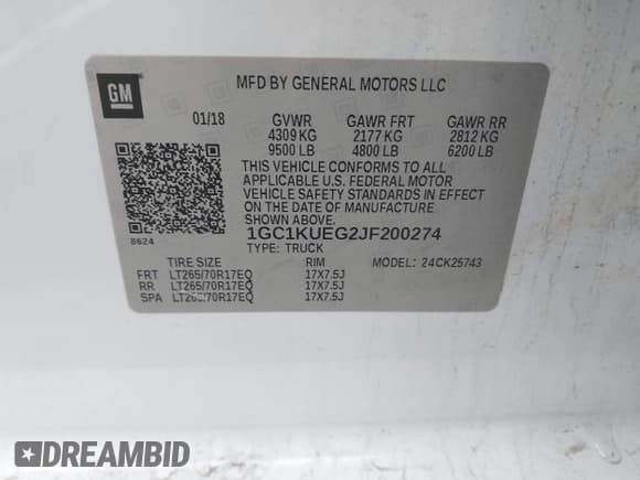 ✅ 2018 Chevrolet Silverado 2500HD Work Truck • VIN: 1GC1KUEG2JF200274 • Лот: 43630519. Опубликован ранее на IAAI с пробегом 159 618 миль. Бесплатный доступ к архиву аукционных продаж из США и подробный отчёт об истории автомобиля на DreamBid. Изображение 9.