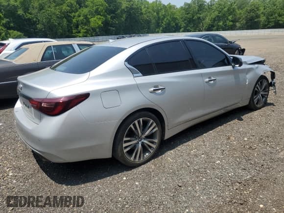 ✅ 2019 Infiniti Q50 Signature Edition • VIN: JN1EV7AR8KM591707 • Lot: 58957555. Listed on Copart with 53,450 mi. Free auction sales archive from the USA and detailed vehicle history report at DreamBid. Image 3.