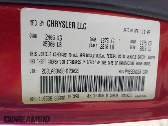 ✅ 2008 Chrysler 300 C Hemi • VIN: 2C3LA63H98H173039 • Lot: 43701737. Wystawiony na IAAI z przebiegiem 111 771 mil. Bezpłatny archiwum sprzedaży aukcyjnych z USA i szczegółowy raport historii pojazdu na DreamBid. Zdjęcie 9.