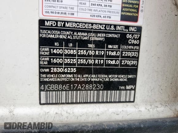 ✅ 2007 Mercedes-Benz M 350 • VIN: 4JGBB86E17A288230 • Лот: 85682575. Опубликован ранее на Copart с пробегом 231 404 миль. Бесплатный доступ к архиву аукционных продаж из США и подробный отчёт об истории автомобиля на DreamBid. Изображение 12.