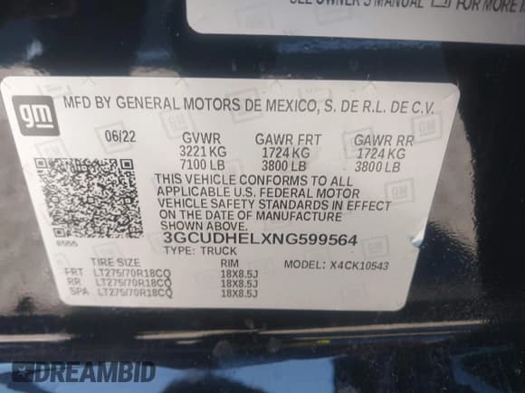 ✅ 2022 Chevrolet Silverado 1500 ZR2 • VIN: 3GCUDHELXNG599564 • Лот: 43528446. Опубликован ранее на IAAI с пробегом 36 704 миль. Бесплатный доступ к архиву аукционных продаж из США и подробный отчёт об истории автомобиля на DreamBid. Изображение 9.