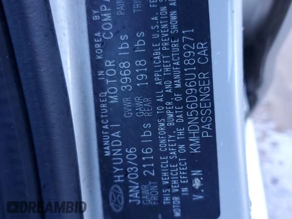 ✅ 2006 Hyundai Elantra GLS • VIN: KMHDN56D96U189271 • Lot: 46472245. Wystawiony na Copart z przebiegiem 139 094 mil. Bezpłatny archiwum sprzedaży aukcyjnych z USA i szczegółowy raport historii pojazdu na DreamBid. Zdjęcie 12.