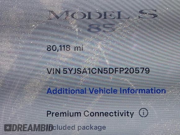 ✅ 2013 Tesla Model S • VIN: 5YJSA1CN5DFP20579 • Lot: 41983339. Listed on IAAI with 80,118 mi. Free auction sales archive from the USA and detailed vehicle history report at DreamBid. Image 16.