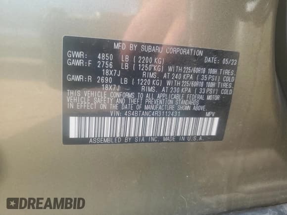 ✅ 2024 Subaru Outback Limited • VIN: 4S4BTANC4R3112431 • Лот: 67410715. Опубликован ранее на Copart с пробегом 11 607 миль. Бесплатный доступ к архиву аукционных продаж из США и подробный отчёт об истории автомобиля на DreamBid. Изображение 12.