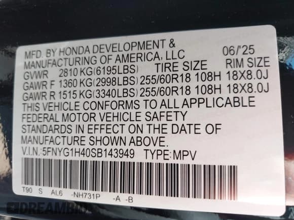 ✅ 2025 Honda Pilot EX-L • VIN: 5FNYG1H40SB143949 • Lot: 43420099. Listed on IAAI with 1,231 mi. Free auction sales archive from the USA and detailed vehicle history report at DreamBid. Image 9.