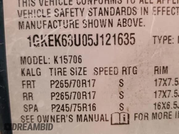 ✅ 2005 GMC Yukon Denali • VIN: 1GKEK63U05J121635 • Lot: 84059975. Wystawiony na Copart z przebiegiem Nie podano. Bezpłatny archiwum sprzedaży aukcyjnych z USA i szczegółowy raport historii pojazdu na DreamBid. Zdjęcie 14.