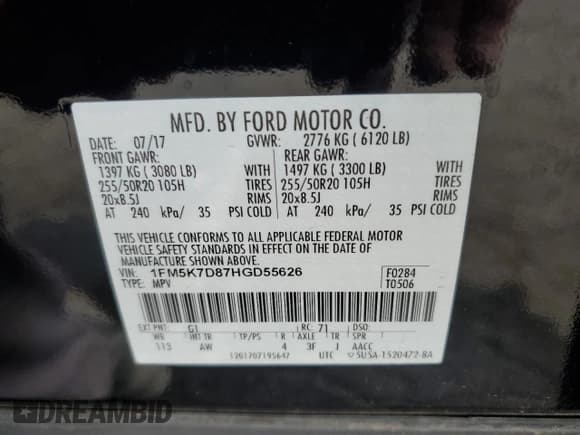 ✅ 2017 Ford Explorer XLT • VIN: 1FM5K7D87HGD55626 • Lot: 92423675. Wystawiony na Copart z przebiegiem 68 302 mil. Bezpłatny archiwum sprzedaży aukcyjnych z USA i szczegółowy raport historii pojazdu na DreamBid. Zdjęcie 13.