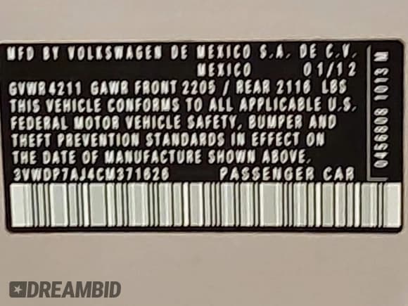 ✅ 2012 Volkswagen Jetta SE • VIN: 3VWDP7AJ4CM371626 • Лот: 43863497. Опубликован ранее на IAAI с пробегом 197 119 миль. Бесплатный доступ к архиву аукционных продаж из США и подробный отчёт об истории автомобиля на DreamBid. Изображение 9.