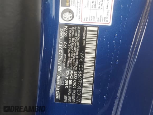 ✅ 2024 Mercedes-Benz AMG GT 55 • VIN: W1KRJ8AB2RF001959 • Lot: 44347545. Wystawiony na Copart z przebiegiem 3 044 mil. Bezpłatny archiwum sprzedaży aukcyjnych z USA i szczegółowy raport historii pojazdu na DreamBid. Zdjęcie 12.