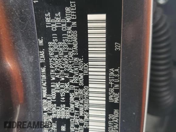 ✅ 2011 Toyota Tundra • VIN: 5TFDM5F16BX019620 • Lot: 46541795. Wystawiony na Copart z przebiegiem 235 993 mil. Bezpłatny archiwum sprzedaży aukcyjnych z USA i szczegółowy raport historii pojazdu na DreamBid. Zdjęcie 12.