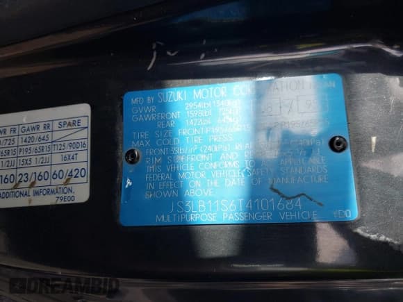 ✅ 1996 Suzuki X-90 • VIN: JS3LB11S6T4101684 • Лот: 41665140. Опубликован ранее на IAAI с пробегом 191 982 миль. Бесплатный доступ к архиву аукционных продаж из США и подробный отчёт об истории автомобиля на DreamBid. Изображение 9.