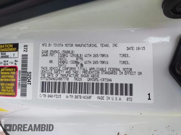 ✅ 2016 Toyota Tacoma SR5 • VIN: 5TFSZ5AN6GX007770 • Lot: 41546692. Wystawiony na IAAI z przebiegiem 32 864 mil. Bezpłatny archiwum sprzedaży aukcyjnych z USA i szczegółowy raport historii pojazdu na DreamBid. Zdjęcie 9.