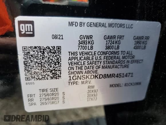 ✅ 2021 Chevrolet Suburban Z71 • VIN: 1GNSKDKD8MR451471 • Lot: 77872574. Wystawiony na Copart z przebiegiem 67 905 mil. Bezpłatny archiwum sprzedaży aukcyjnych z USA i szczegółowy raport historii pojazdu na DreamBid. Zdjęcie 15.