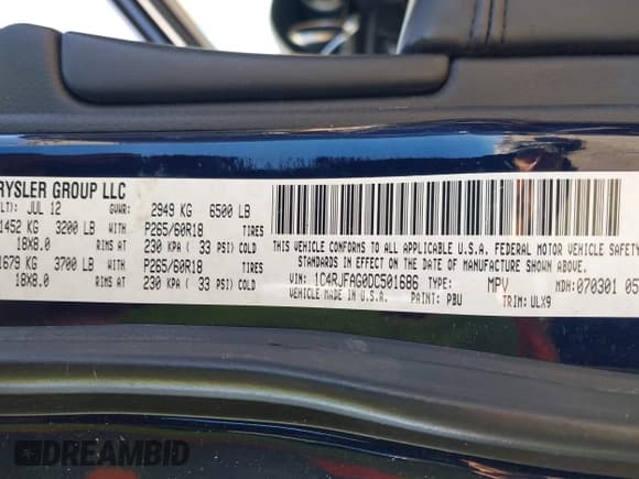 ✅ 2013 Jeep Grand Cherokee Laredo • VIN: 1C4RJFAG0DC501686 • Lot: 43555997. Listed on IAAI with 161,404 mi. Free auction sales archive from the USA and detailed vehicle history report at DreamBid. Image 9.