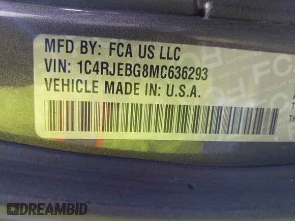 2021 Jeep Grand Cherokee 80th Anniversary with VIN 1C4RJEBG8MC636293, listed as a IAAI auction lot 42898455 with 82,338 mi miles and . Bid and sale history available at DreamBid. Image 9.