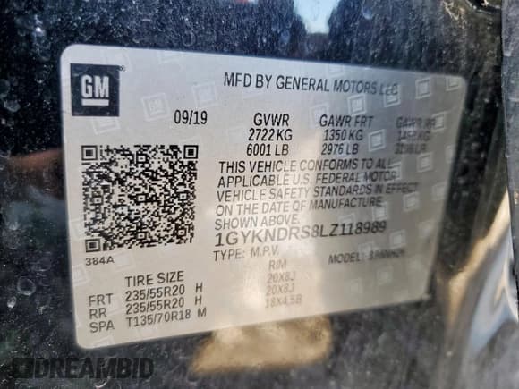 ✅ 2020 Cadillac XT5 Premium Luxury AWD • VIN: 1GYKNDRS8LZ118989 • Lot: 71934915. Listed on Copart with 114,571 mi. Free auction sales archive from the USA and detailed vehicle history report at DreamBid. Image 12.