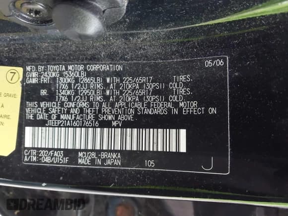 ✅ 2006 Toyota Highlander Limited • VIN: JTEEP21A160176516 • Лот: 43790828. Опубликован ранее на IAAI с пробегом 99 131 миль. Бесплатный доступ к архиву аукционных продаж из США и подробный отчёт об истории автомобиля на DreamBid. Изображение 9.