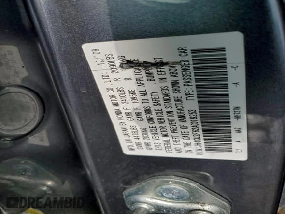 ✅ 2010 Acura TSX • VIN: JH4CU2F62AC019253 • Lot: 95937675. Listed on Copart with 174,626 mi. Free auction sales archive from the USA and detailed vehicle history report at DreamBid. Image 12.