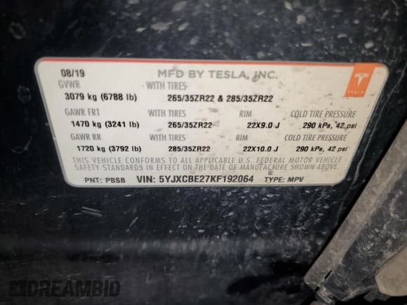 ✅ 2019 Tesla Model X 75D • VIN: 5YJXCBE27KF192064 • Лот: 48924455. Опубликован ранее на Copart с пробегом 194 997 миль. Бесплатный доступ к архиву аукционных продаж из США и подробный отчёт об истории автомобиля на DreamBid. Изображение 14.