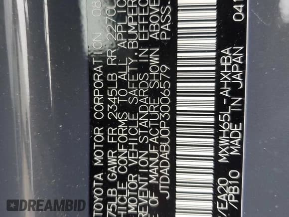 ✅ 2023 Toyota Prius LE • VIN: JTDADABU0P3006579 • Lot: 69325535. Listed on Copart with 24,345 mi. Free auction sales archive from the USA and detailed vehicle history report at DreamBid. Image 12.