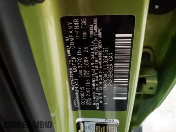 ✅ 2020 Hyundai Venue SEL • VIN: KMHRC8A31LU024161 • Lot: 41380715. Listed on Copart with 31,456 mi. Free auction sales archive from the USA and detailed vehicle history report at DreamBid. Image 12.