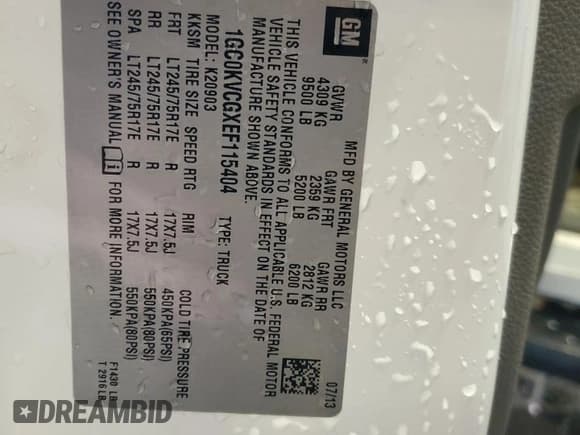 ✅ 2014 Chevrolet Silverado 2500HD Work Truck • VIN: 1GC0KVCGXEF115404 • Lot: 47121805. Wystawiony na Copart z przebiegiem 96 454 mil. Bezpłatny archiwum sprzedaży aukcyjnych z USA i szczegółowy raport historii pojazdu na DreamBid. Zdjęcie 12.