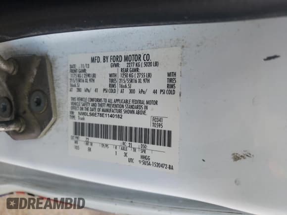 ✅ 2014 Ford Transit Connect XL • VIN: NM0LS6E78E1140182 • Lot: 55660695. Listed on Copart with 179,993 mi. Free auction sales archive from the USA and detailed vehicle history report at DreamBid. Image 13.