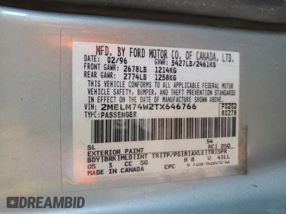 ✅ 1996 Mercury Grand Marquis GS • VIN: 2MELM74W2TX646766 • Lot: 67086955. Wystawiony na Copart z przebiegiem 115 890 mil. Bezpłatny archiwum sprzedaży aukcyjnych z USA i szczegółowy raport historii pojazdu na DreamBid. Zdjęcie 12.