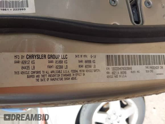 2010 Dodge Caliber Mainstreet с VIN 1B3CB3HA7AD639848, выставлен на аукционе IAAI как лот 43455796 с пробегом 194 152 миль миль и . История ставок и продаж доступна на DreamBid. Изображение 9.