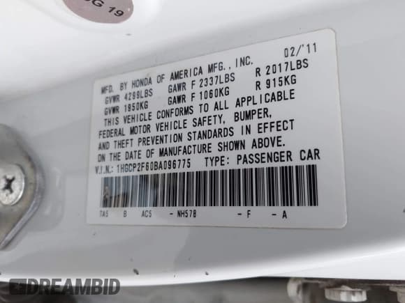✅ 2011 Honda Accord SE • VIN: 1HGCP2F60BA096775 • Lot: 43773829. Wystawiony na IAAI z przebiegiem 304 200 mil. Bezpłatny archiwum sprzedaży aukcyjnych z USA i szczegółowy raport historii pojazdu na DreamBid. Zdjęcie 9.
