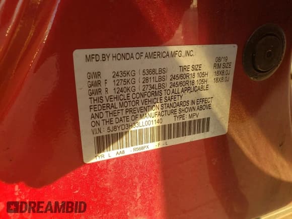 ✅ 2020 Acura MDX • VIN: 5J8YD3H33LL001140 • Lot: 91499795. Listed on Copart with 89,287 mi. Free auction sales archive from the USA and detailed vehicle history report at DreamBid. Image 14.