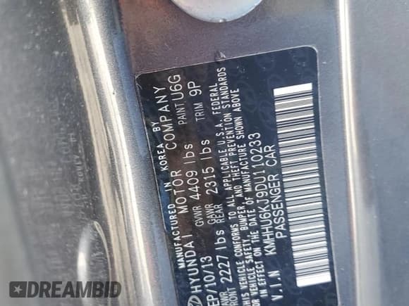 ✅ 2013 Hyundai Genesis Coupe Grand Touring • VIN: KMHHU6KJ9DU110233 • Lot: 59950155. Wystawiony na Copart z przebiegiem 83 004 mil. Bezpłatny archiwum sprzedaży aukcyjnych z USA i szczegółowy raport historii pojazdu na DreamBid. Zdjęcie 12.