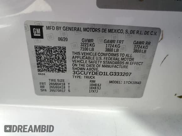 ✅ 2020 Chevrolet Silverado 1500 LT • VIN: 3GCUYDED1LG333207 • Lot: 77328694. Wystawiony na Copart z przebiegiem Nie podano. Bezpłatny archiwum sprzedaży aukcyjnych z USA i szczegółowy raport historii pojazdu na DreamBid. Zdjęcie 13.