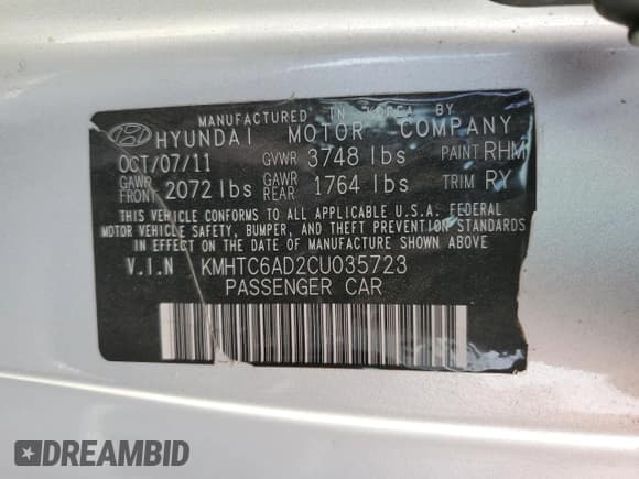 ✅ 2012 Hyundai Veloster w/Gray Int • VIN: KMHTC6AD2CU035723 • Lot: 44957205. Wystawiony na Copart z przebiegiem 138 245 mil. Bezpłatny archiwum sprzedaży aukcyjnych z USA i szczegółowy raport historii pojazdu na DreamBid. Zdjęcie 12.